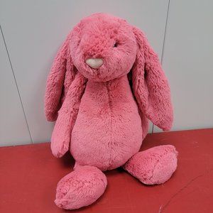 Medium Jellycat Solid Hot Pink Bunny Rabbit Lovey Plush Animal Tall Big 12"